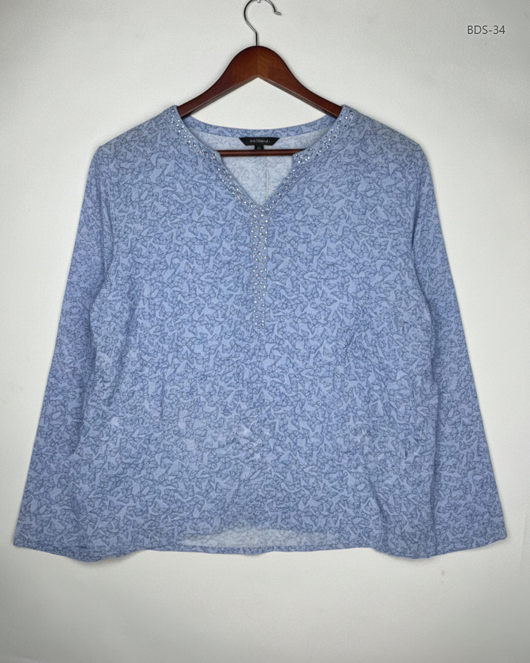 Shop Premium Button Down Shirt by BonmarchÃ© | Preloved Branded Clothes | Blue Viscose | Women | OTS Thrift Store Peshawar Pakistan