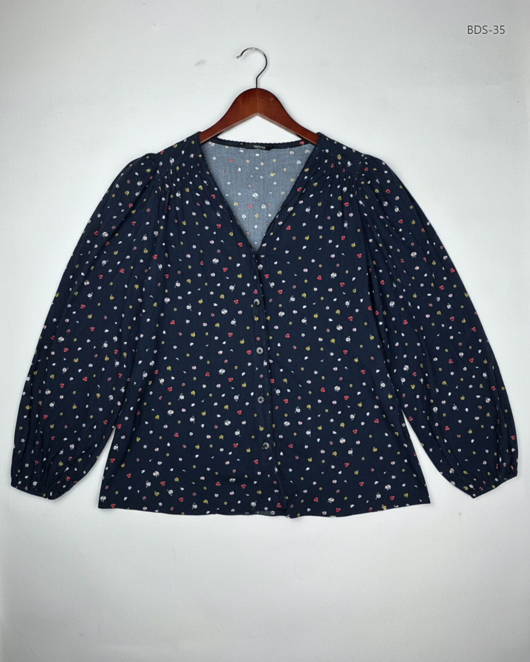 Secondhand Branded Button Down Shirt by Marks & Spencer, Blue Polyester fabric, Premium condition, for Women - Online Thrift Shop Karachi Pakistan