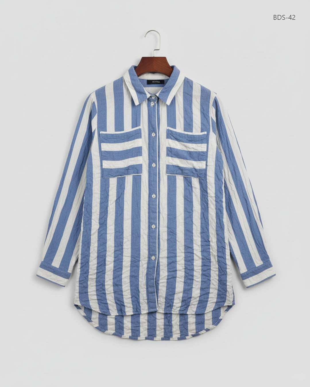 Shop Premium Button Down Shirt by H&M | Preloved Branded Clothes | White & Blue Viscose | Women | OTS Thrift Store Islamabad Pakistan