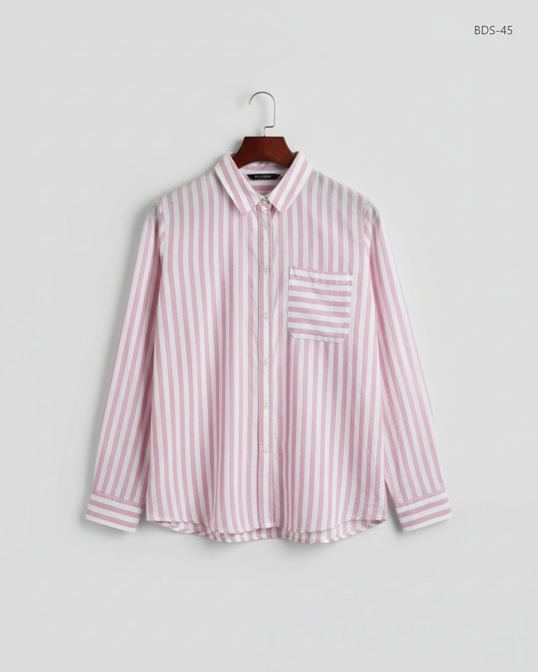 Secondhand Branded Button Down Shirt by Marks & Spencer, White & Pink Cotton fabric, Premium condition, for Women - Online Thrift Shop Peshawar Pakistan