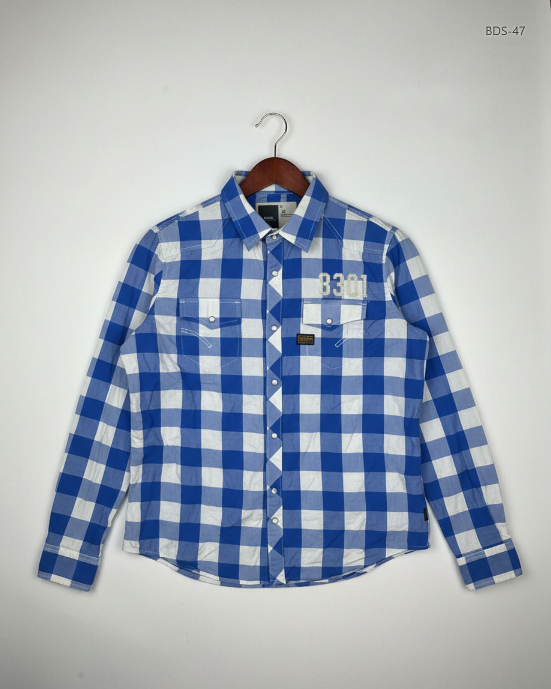 Shop Premium Button Down Shirt by G-Star | Preloved Branded Clothes | Blue Cotton | Women | OTS Thrift Store Islamabad Pakistan