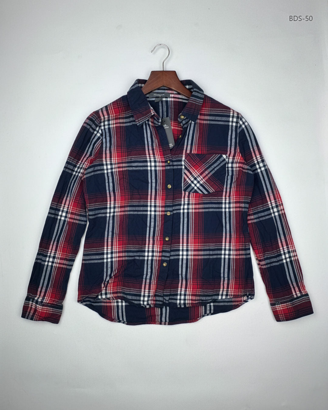 Premium Condition Button Down Shirt | Preloved Primark | Red & Blue Cotton | Thrift Shop for Women Islamabad Pakistan | OTS