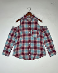 UK Imported secondhand Button Down Shirt - HOLLISTER brand, Maroon Cotton, Premium condition, for Women - Online Thrift Store Peshawar Pakistan