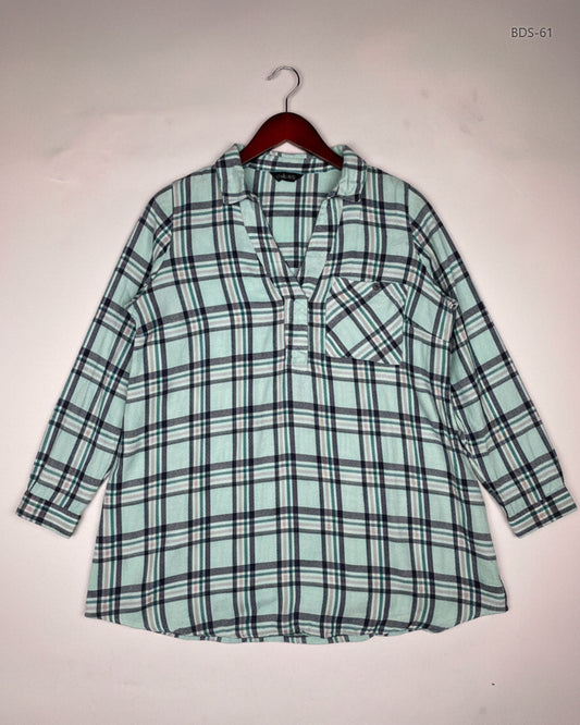 Button Down Shirt | YOURS | Preloved Branded | Turquoise Cotton | Premium | OTS Thrift Store Lahore Pakistan