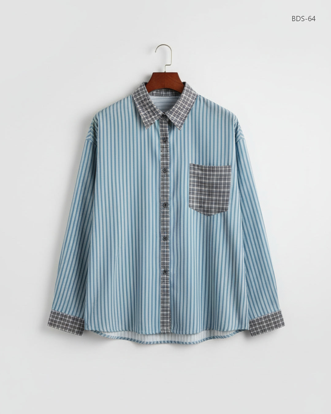 Shop Premium Button Down Shirt by Unknown | Preloved Branded Clothes | Blue Polyester | Women | OTS Thrift Store Karachi Pakistan