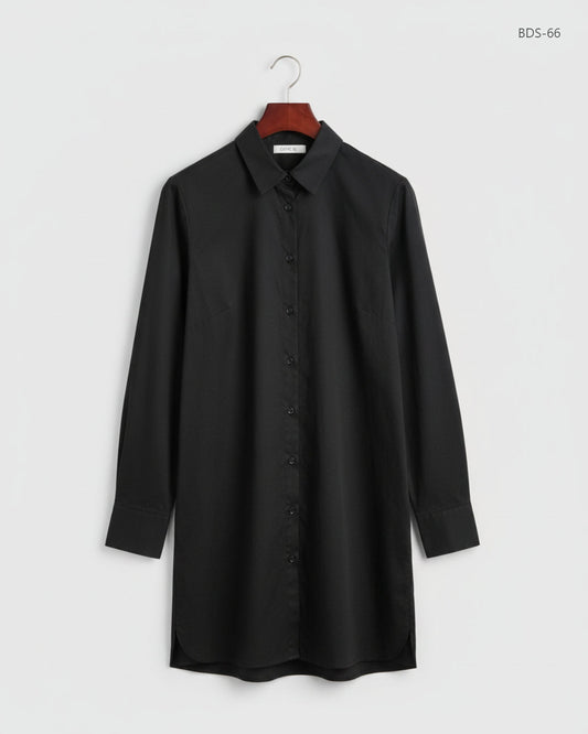 Preloved Premium Button Down Shirt by H&M, Black Cotton for Women - OTS Thrift Shop Lahore Pakistan