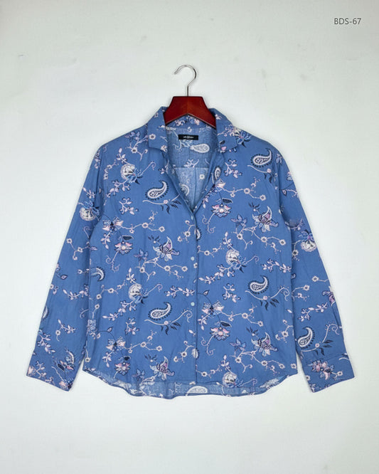 Premium Condition Button Down Shirt | Preloved H&M | Blue Cotton | Thrift Shop for Women Lahore Pakistan | OTS