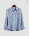 UK Imported secondhand Button Down Shirt - essenians collection brand, SkyBlue Viscose, Premium condition, for Women - Online Thrift Store Lahore Pakistan