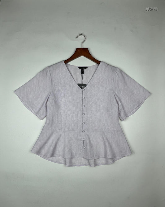 Premium Condition Button Down Shirt | Preloved New Look | White Polyester | Thrift Shop for Women Lahore Pakistan | OTS