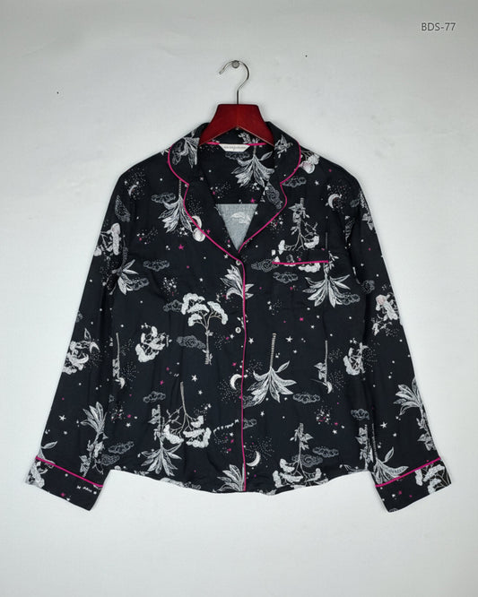 Button Down Shirt | day dreams | Preloved Branded | Black Polyester | Good | OTS Thrift Store Lahore Pakistan