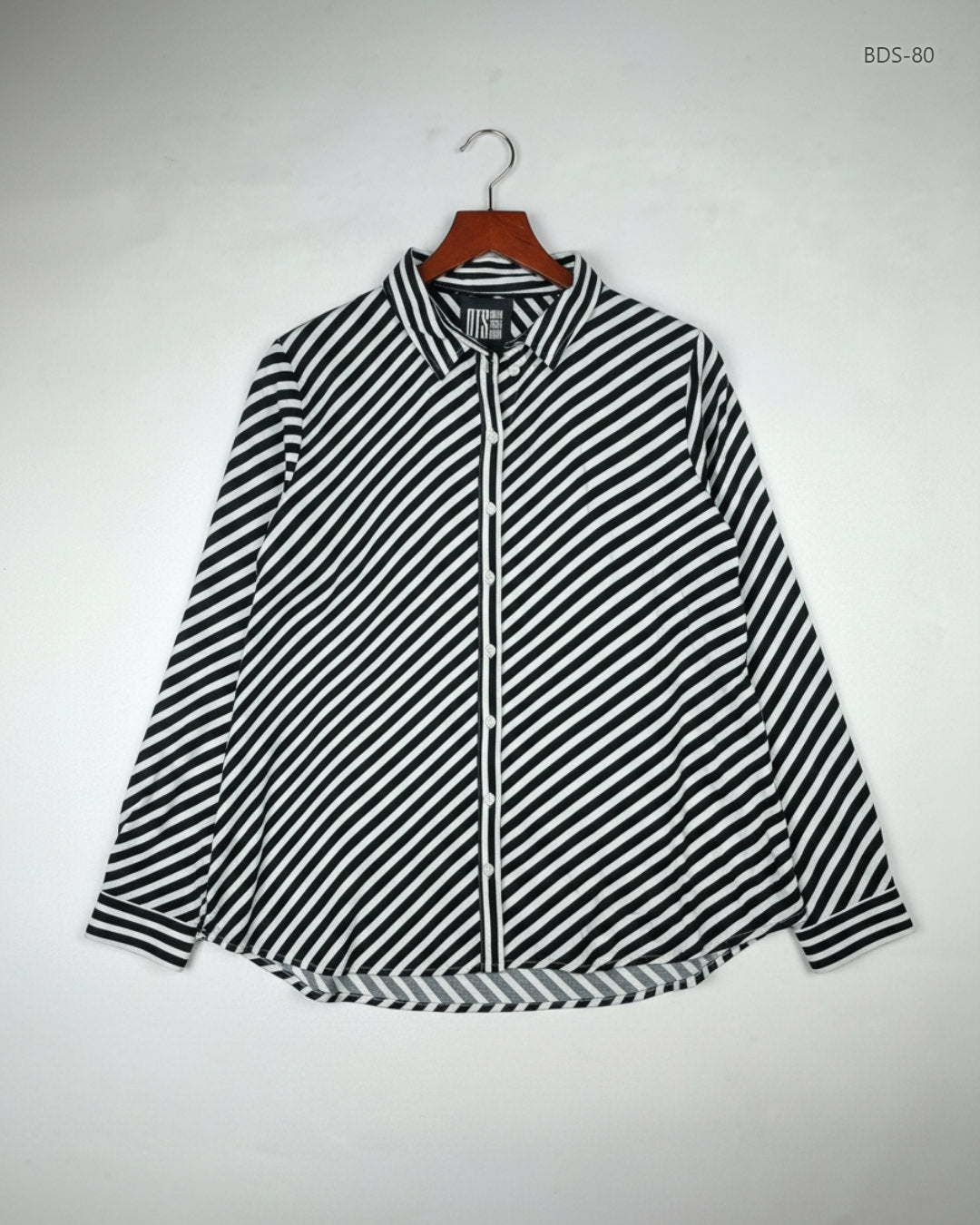 Preloved Premium Button Down Shirt by STREET ONE, Black & White Polyester for Women - OTS Thrift Shop Islamabad Pakistan