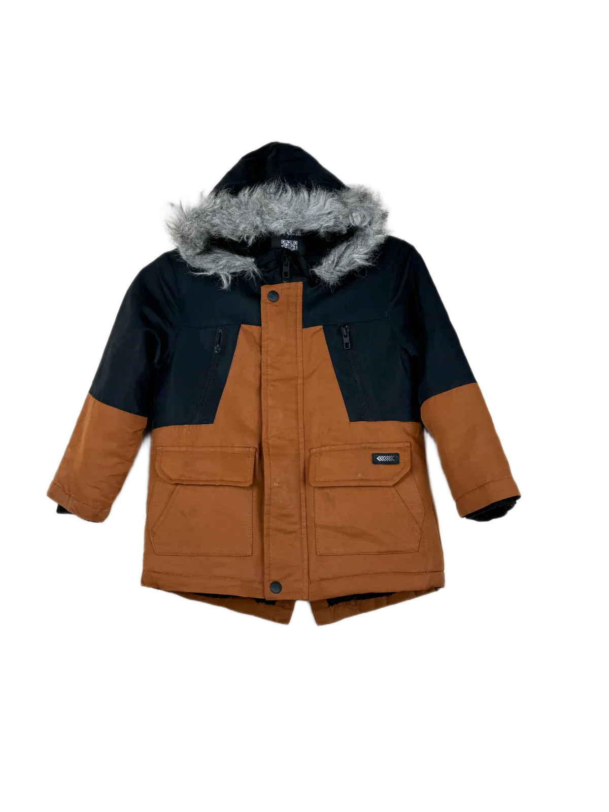 Preloved Excellent Winter Boys Jackets by Primark, Black & Tan Polyester for Boys - OTS Thrift Shop Karachi Pakistan
