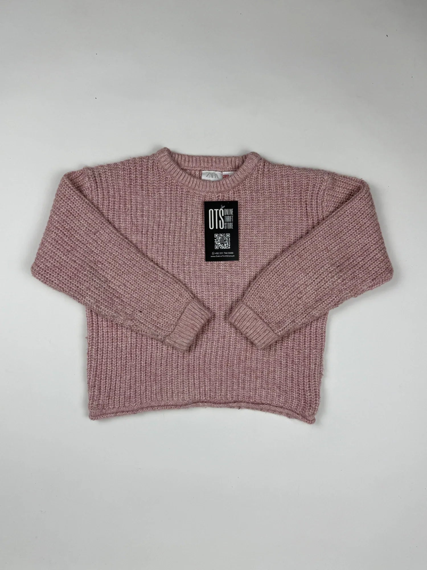 Secondhand Branded Girls Sweaters by Zara, Pink Polyester fabric, Premium condition, for Girls - Online Thrift Shop Lahore Pakistan