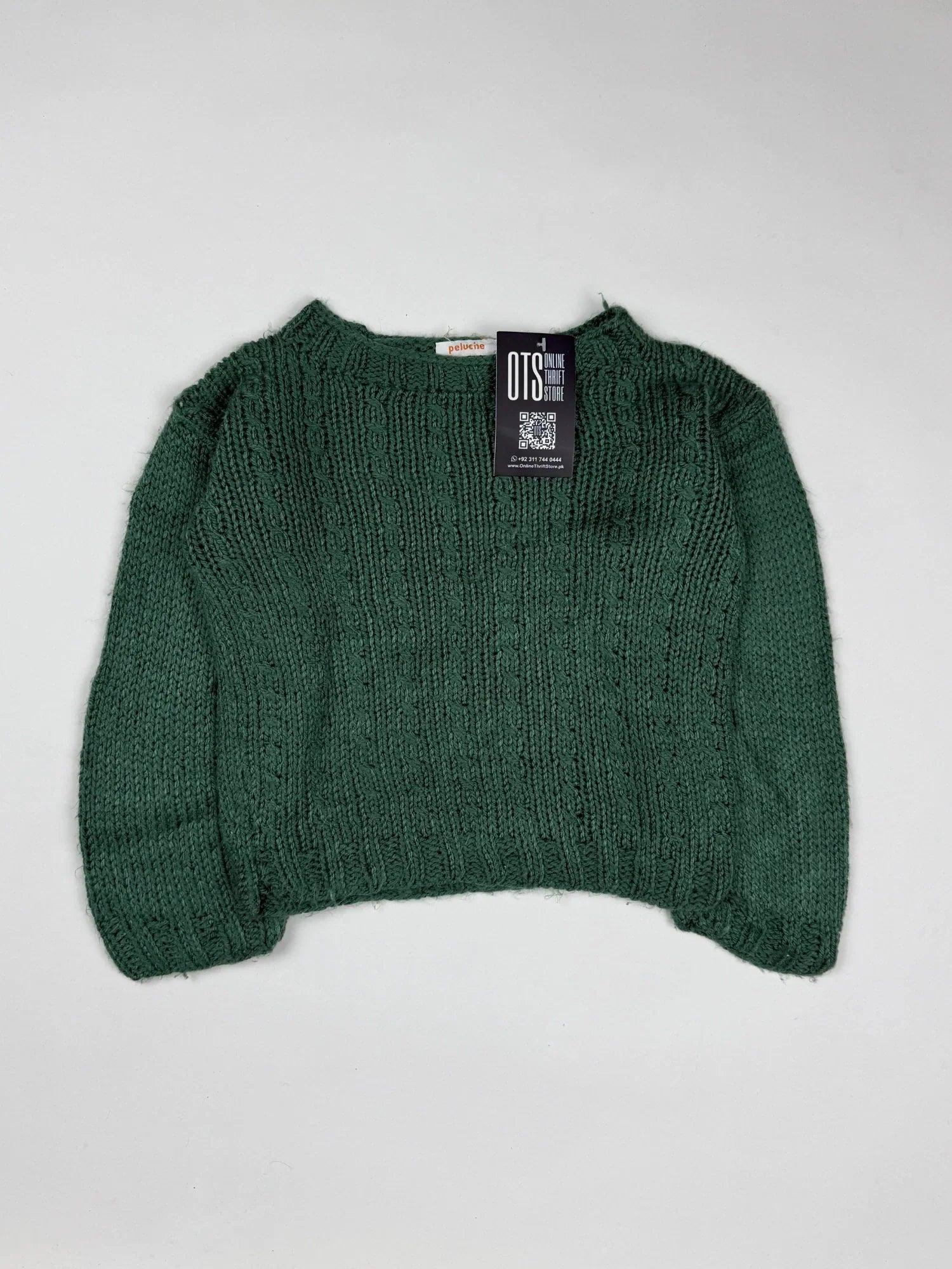 Premium Condition Girls Sweaters | Preloved Peluche | Dark Green Wool | Thrift Shop for Girls Lahore Pakistan | OTS