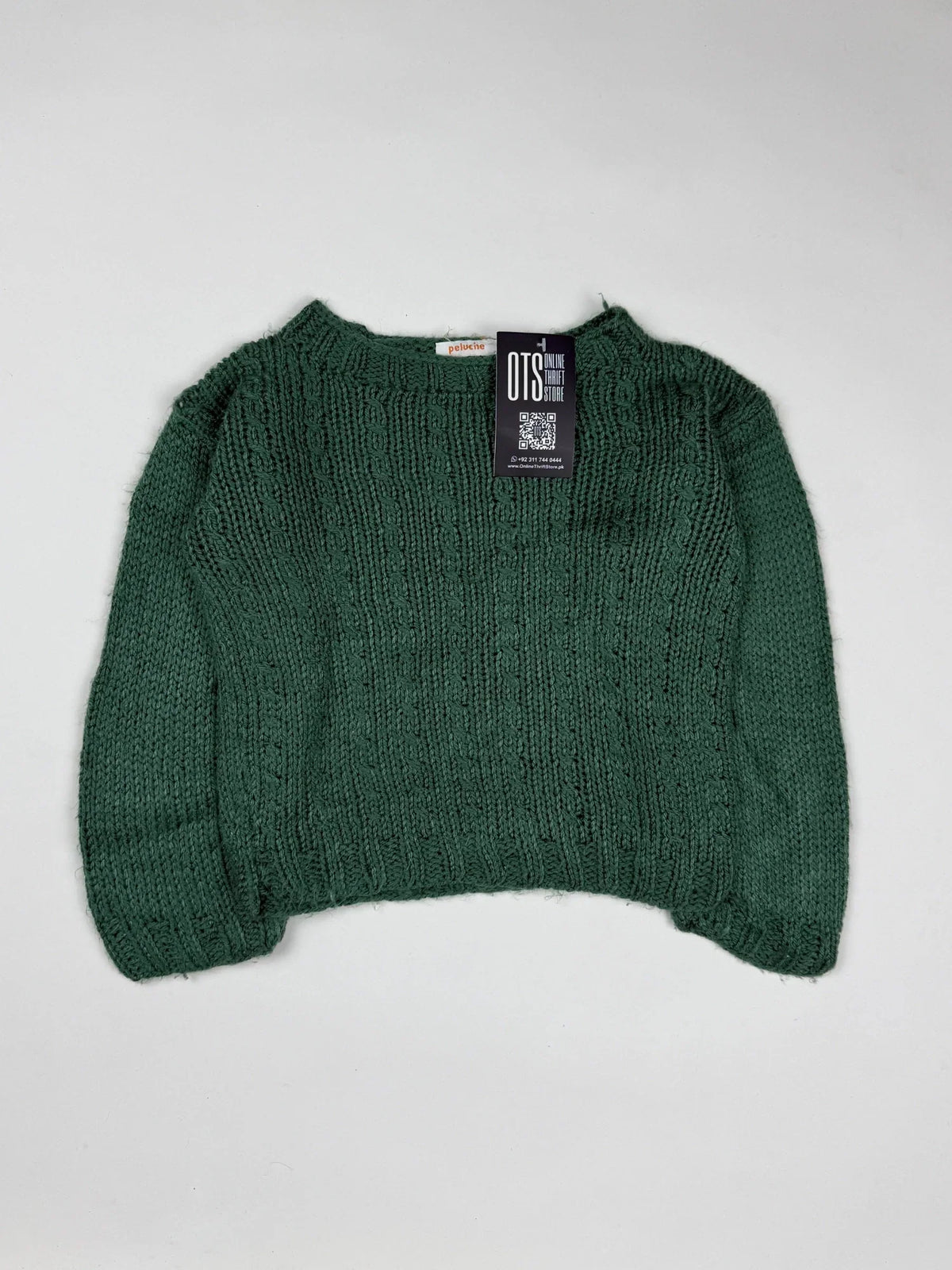 Premium Condition Girls Sweaters | Preloved Peluche | Dark Green Wool | Thrift Shop for Girls Lahore Pakistan | OTS