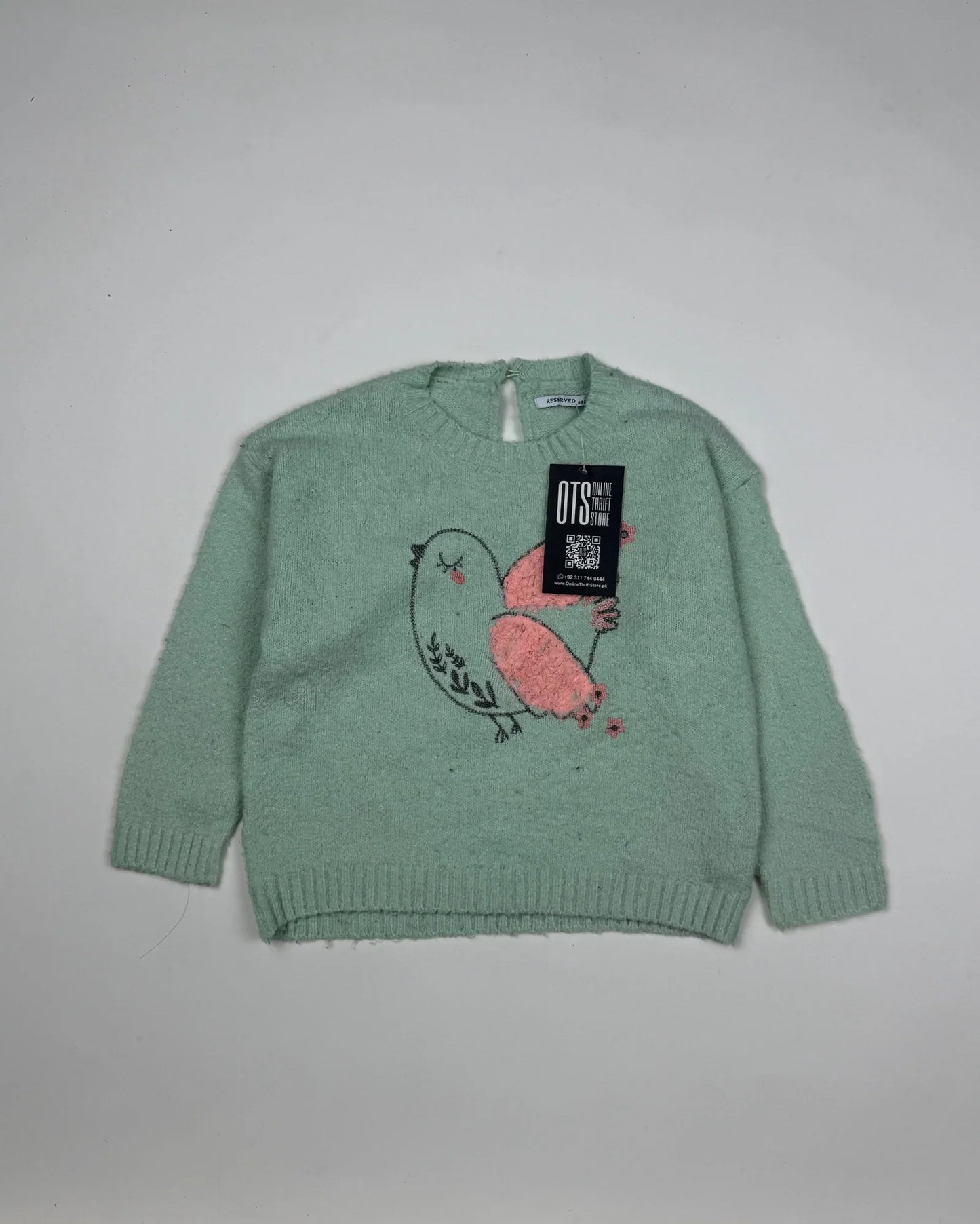 Preloved Excellent Girls Sweaters by reserved, Aquamarine Polyester for Girls - OTS Thrift Shop Islamabad Pakistan
