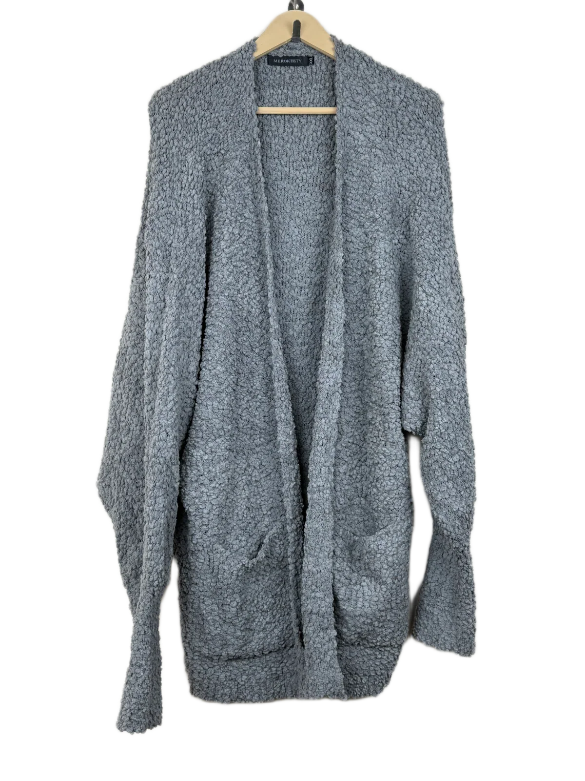 Winter Long Cardigans | Merokeety | Preloved Branded | Grey Polyester | Premium | OTS Thrift Store Lahore Pakistan