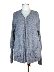 Shop Premium Winter Long Cardigans by Unknown | Preloved Branded Clothes | Grey Polyester | Women | OTS Thrift Store Islamabad Pakistan