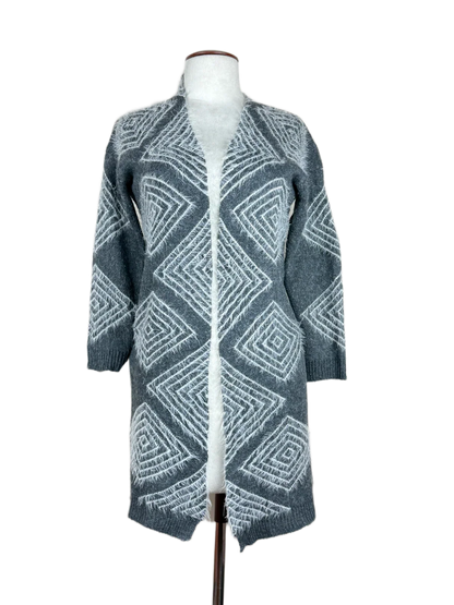 Secondhand Branded Winter Long Cardigans by Unknown, Black & White Polyester fabric, Premium Plus condition, for Women - Online Thrift Shop Karachi Pakistan