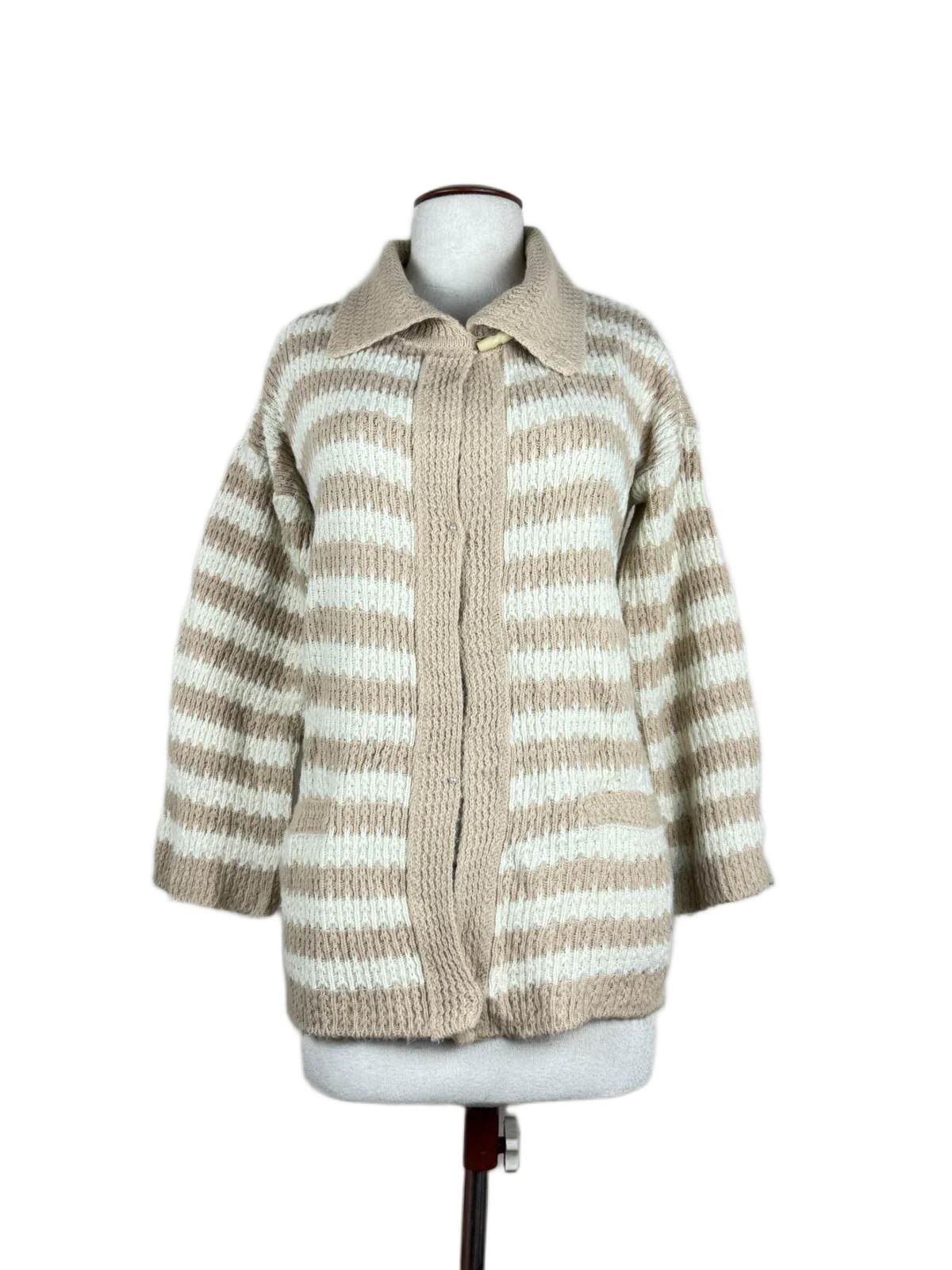 Secondhand Branded Winter Long Cardigans by St Michael, Brown & White Acrylic fabric, Premium condition, for Women - Online Thrift Shop Lahore Pakistan