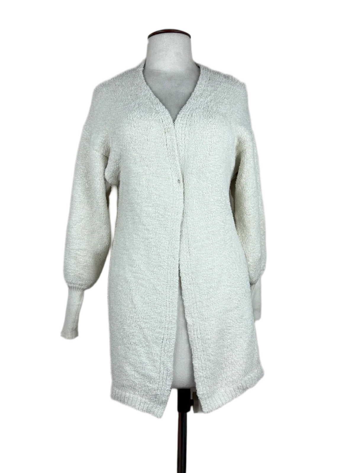 Preloved Premium Winter Long Cardigans by Fashion Nova, White Polyester for Women - OTS Thrift Shop Peshawar Pakistan
