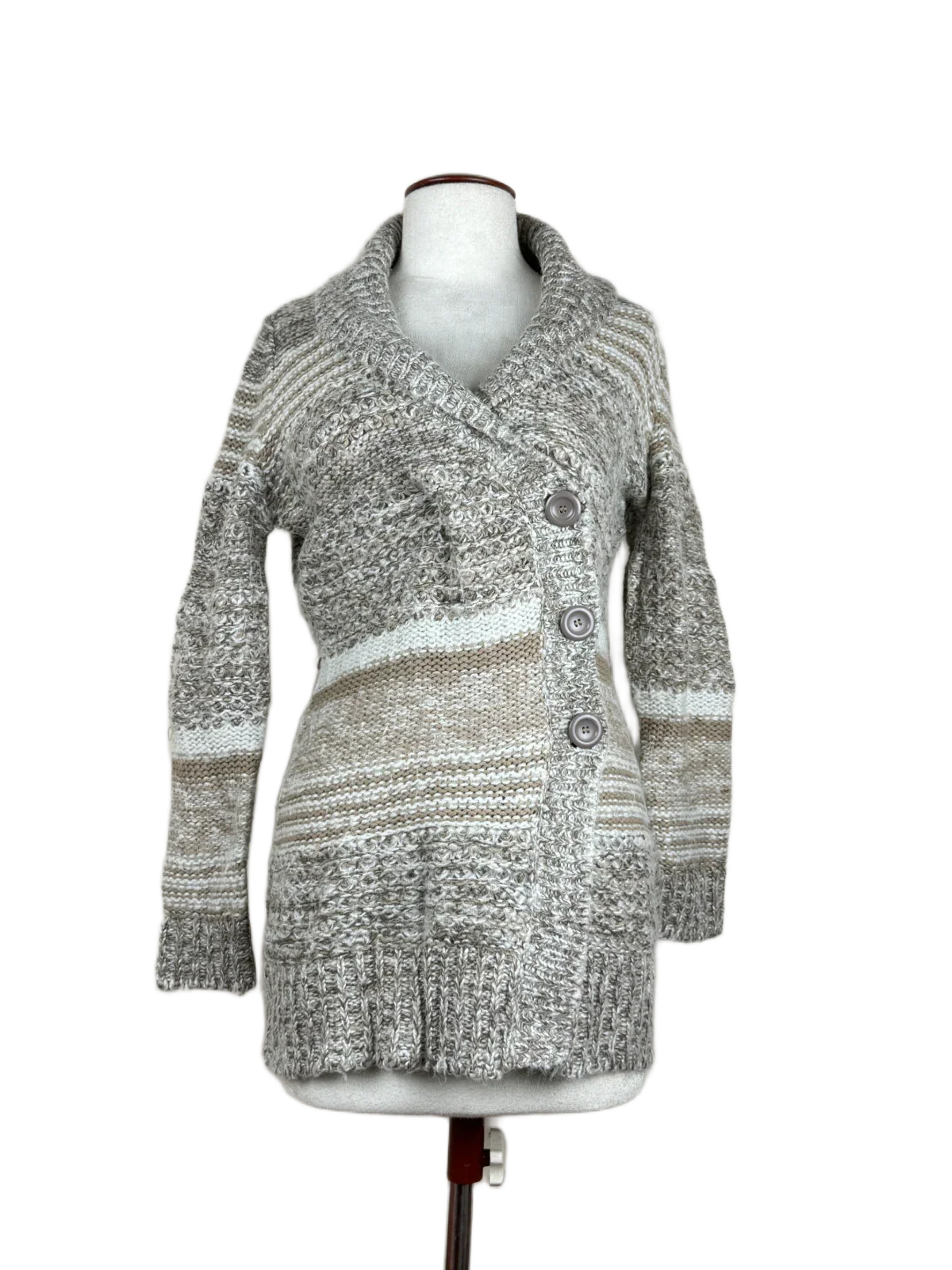 Preloved Premium Winter Long Cardigans by George, Brown & White Acrylic for Women - OTS Thrift Shop Peshawar Pakistan