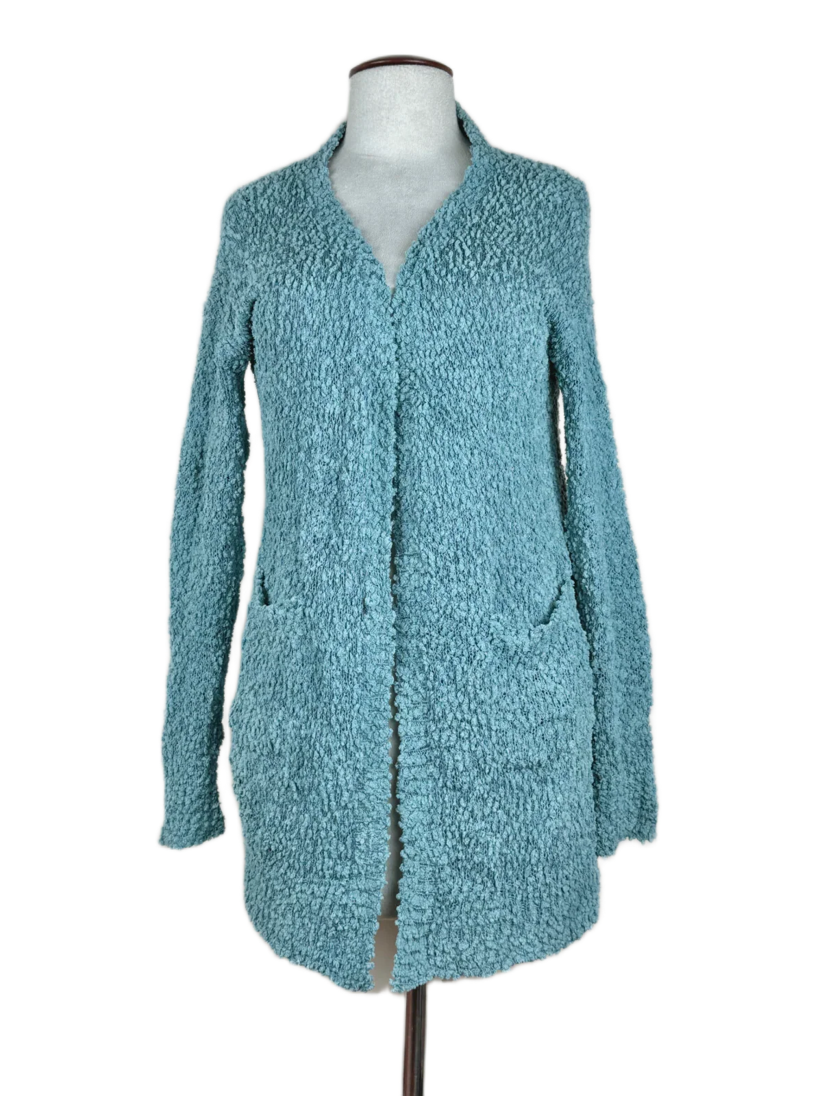 Secondhand Branded Winter Long Cardigans by Listide, Cyan Acrylic fabric, Excellent condition, for Women - Online Thrift Shop Islamabad Pakistan