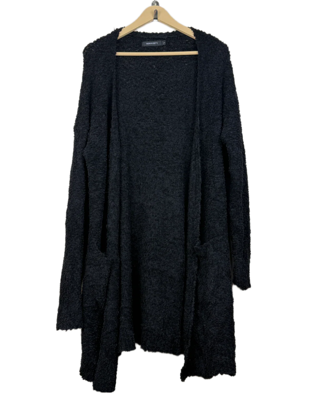 Winter Long Cardigans | Merokeety | Preloved Branded | Black Polyester | Premium | OTS Thrift Store Islamabad Pakistan