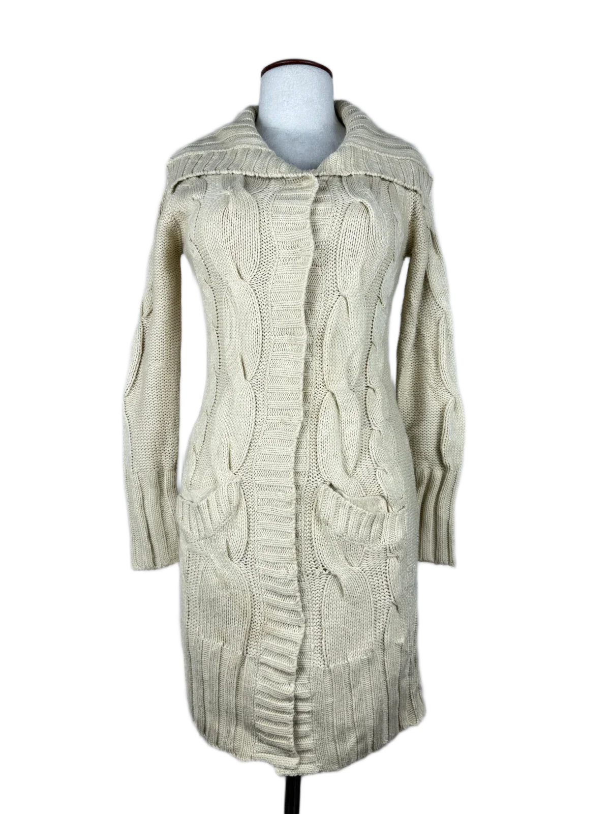 UK Imported secondhand Winter Long Cardigans - New Look brand, Khaki Acrylic, Premium condition, for Women - Online Thrift Store Peshawar Pakistan