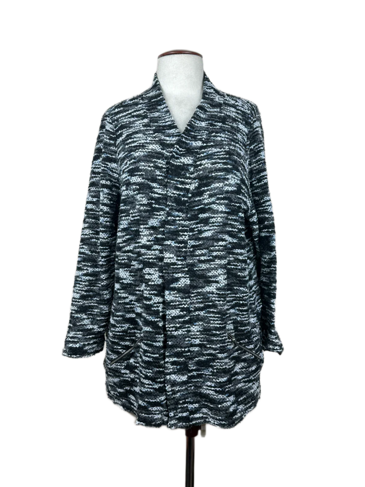 UK Imported secondhand Winter Long Cardigans - Michele Atgp brand, Multi Polyester, Premium condition, for Women - Online Thrift Store Islamabad Pakistan