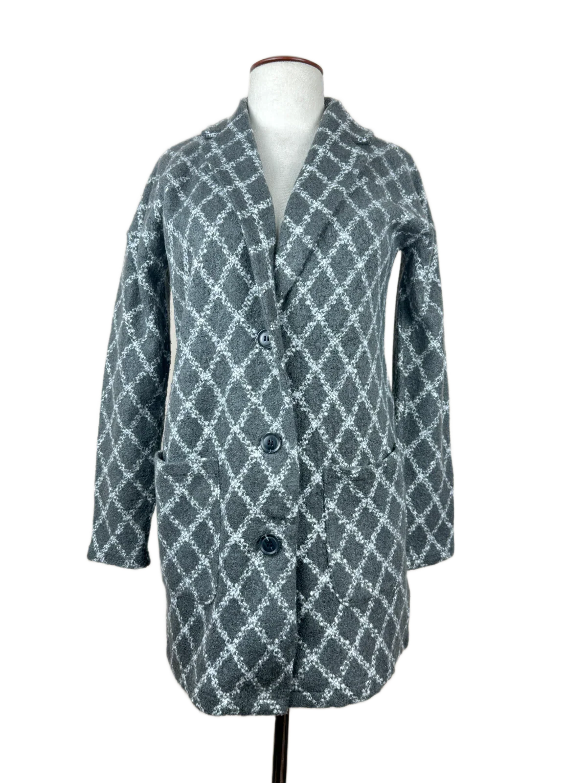 Secondhand Branded Winter Long Cardigans by Next, Grey Acrylic fabric, Premium condition, for Women - Online Thrift Shop Islamabad Pakistan