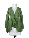 Shop Premium Plus Winter Long Cardigans by Kaliko | Preloved Branded Clothes | Olive Polyester | Women | OTS Thrift Store Karachi Pakistan