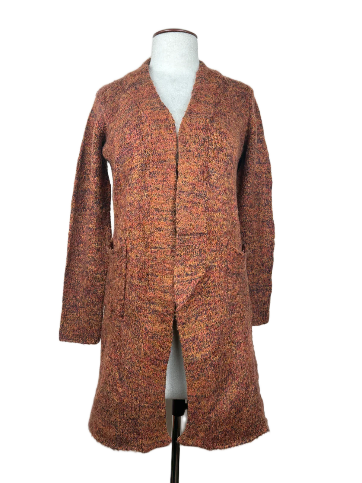 Premium Condition Winter Long Cardigans | Preloved Falmer Heritage | Rust Acrylic | Thrift Shop for Women Karachi Pakistan | OTS