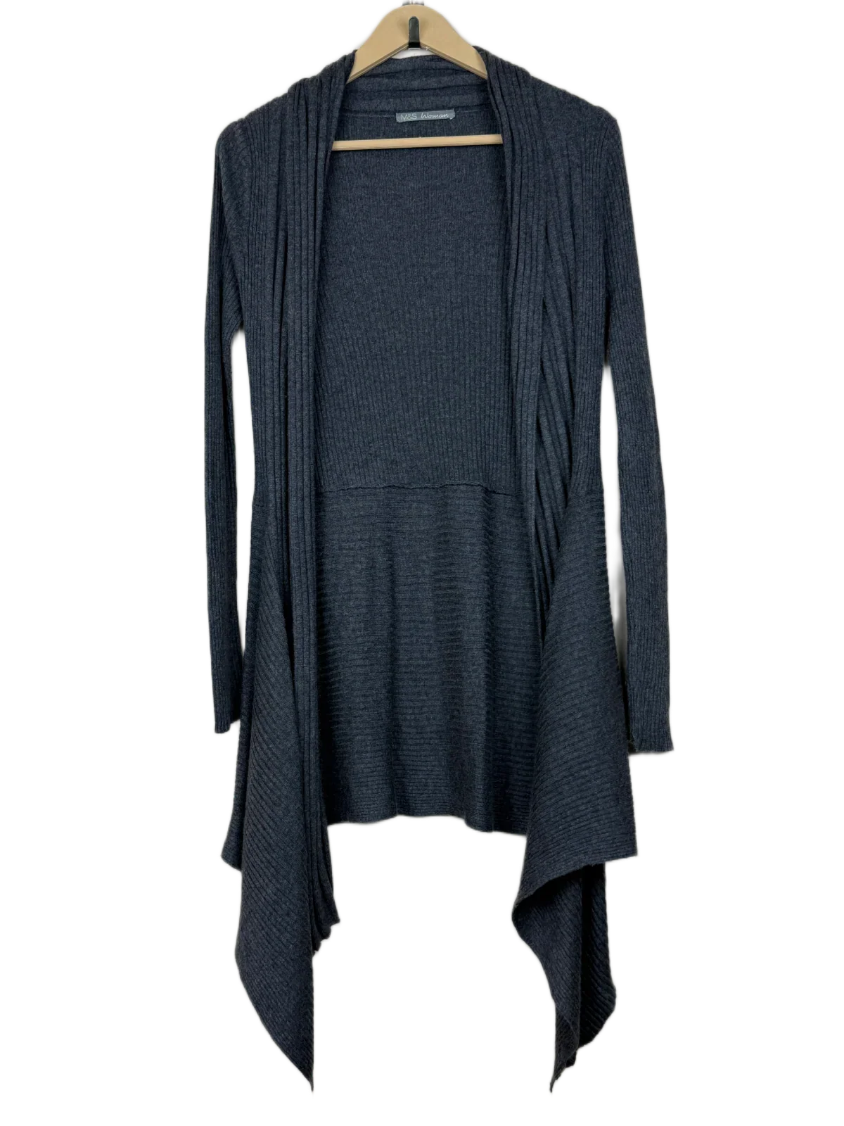 Preloved Premium Winter Long Cardigans by Marks & Spencer, Black Polyester + Viscose for Women - OTS Thrift Shop Karachi Pakistan