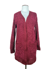 UK Imported secondhand Winter Long Cardigans - Zenana brand, Maroon Polyester, Premium condition, for Women - Online Thrift Store Peshawar Pakistan