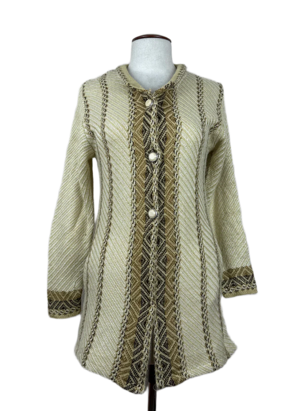 Shop Excellent Winter Long Cardigans by Chirag | Preloved Branded Clothes | Mustered Wool | Women | OTS Thrift Store Islamabad Pakistan