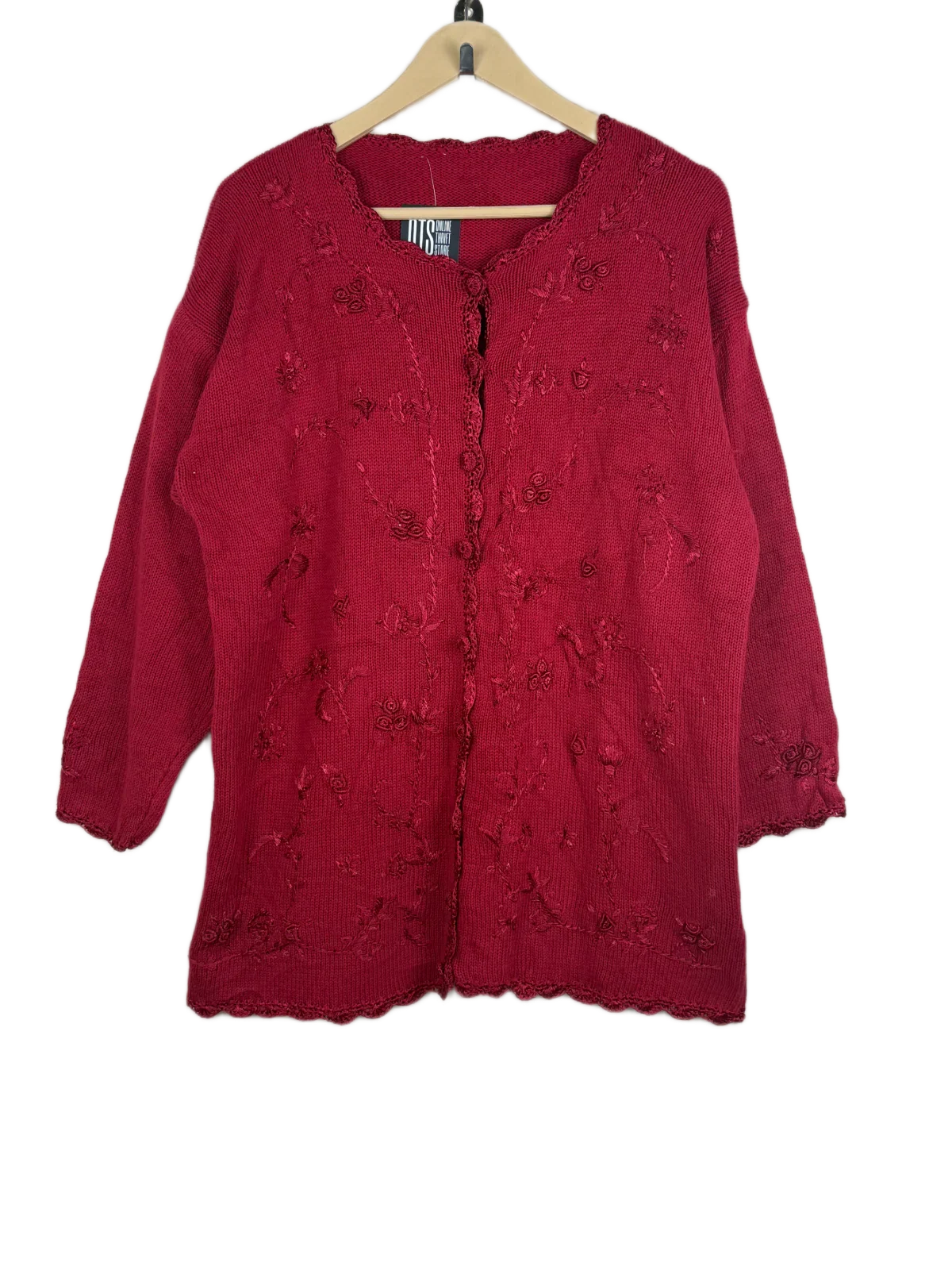 Premium Condition Winter Long Cardigans | Preloved Unknown | Maroon Cotton | Thrift Shop for Women Lahore Pakistan | OTS