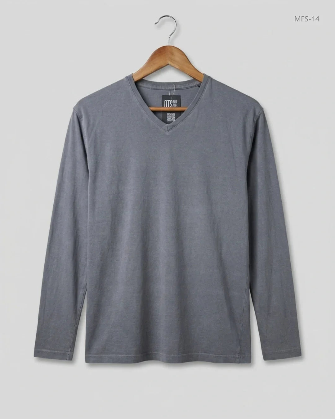 Preloved Premium Men's Full Sleeves T-Shirt by LE, Gray Cotton for Men - OTS Thrift Shop Lahore Pakistan