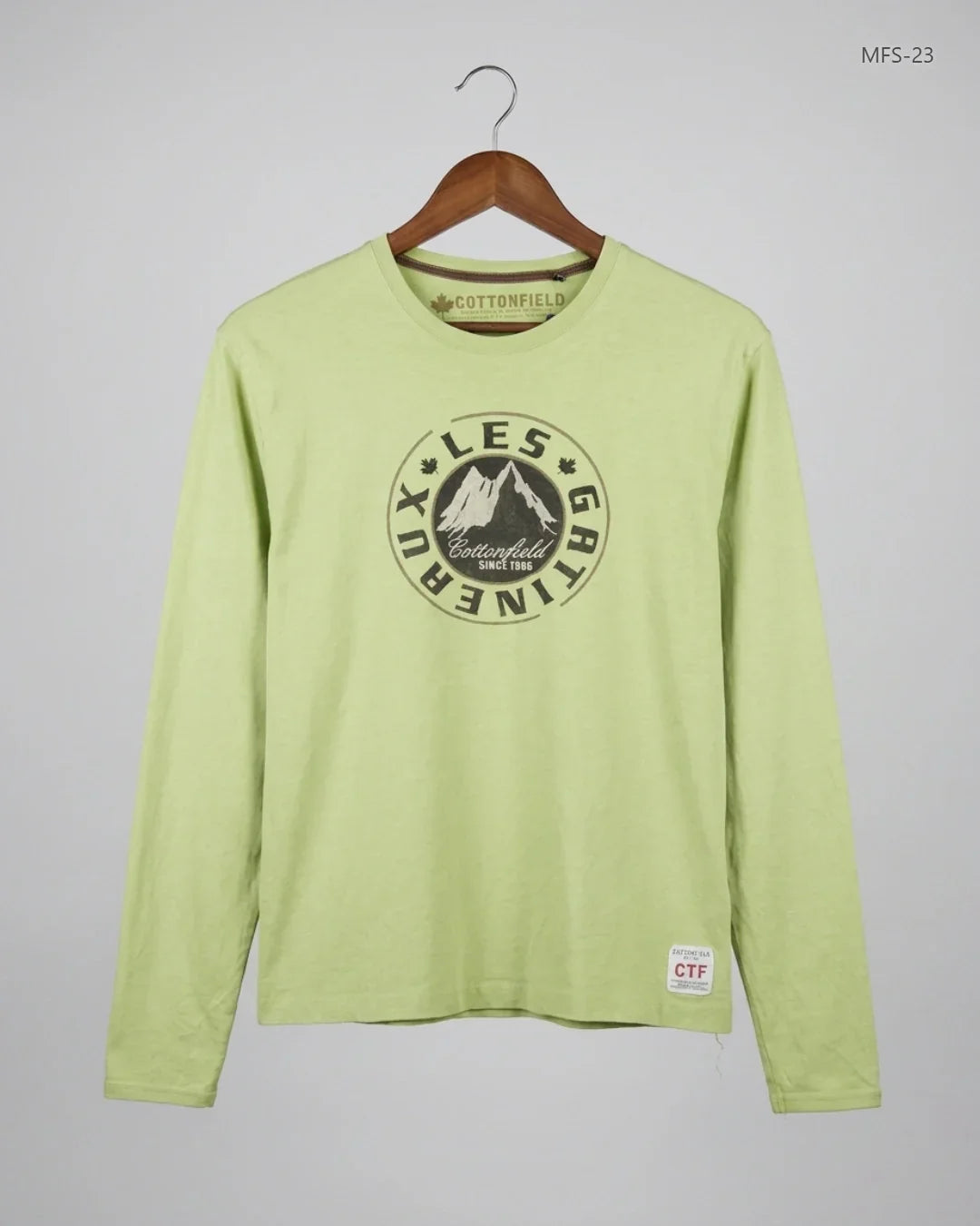 Men's Full Sleeves T-Shirt | COTTONFIELD | Preloved Branded | GreenYellow Cotton | Premium | OTS Thrift Store Lahore Pakistan