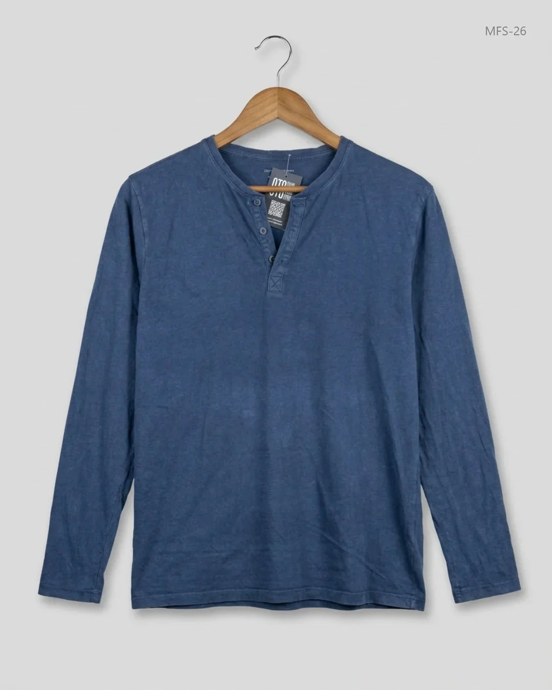 Men's Full Sleeves T-Shirt | ESSENTIALS | Preloved Branded | Blue Cotton | Premium | OTS Thrift Store Islamabad Pakistan