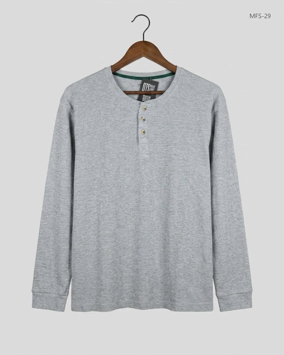 Men's Full Sleeves T-Shirt | m a n | Preloved Branded | Gray Cotton | Premium | OTS Thrift Store Karachi Pakistan