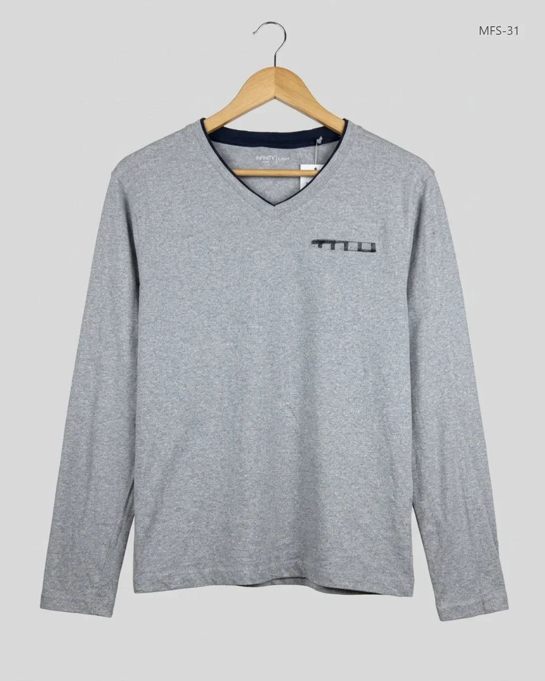 Preloved Premium Men's Full Sleeves T-Shirt by Infinity, Gray cotton for Men - OTS Thrift Shop Karachi Pakistan