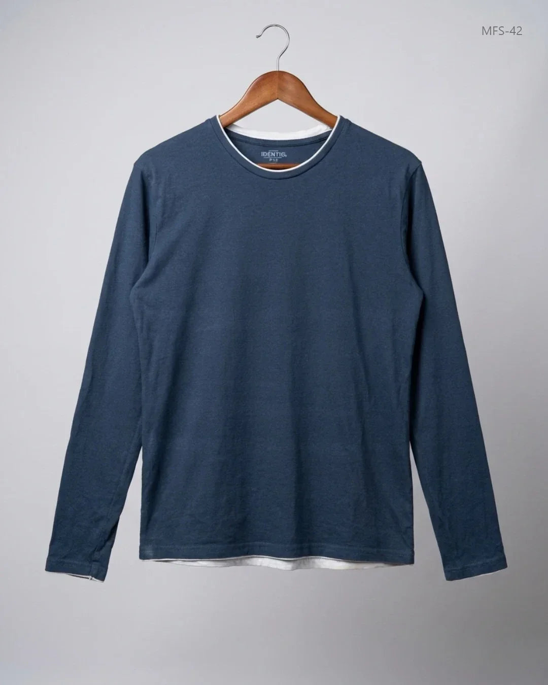 Men's Full Sleeves T-Shirt | Identic Men | Preloved Branded | Blue Cotton | Premium | OTS Thrift Store Peshawar Pakistan