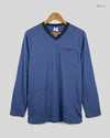 Men's Full Sleeves T-Shirt | HBI | Preloved Branded | Blue Cotton | Premium | OTS Thrift Store Karachi Pakistan