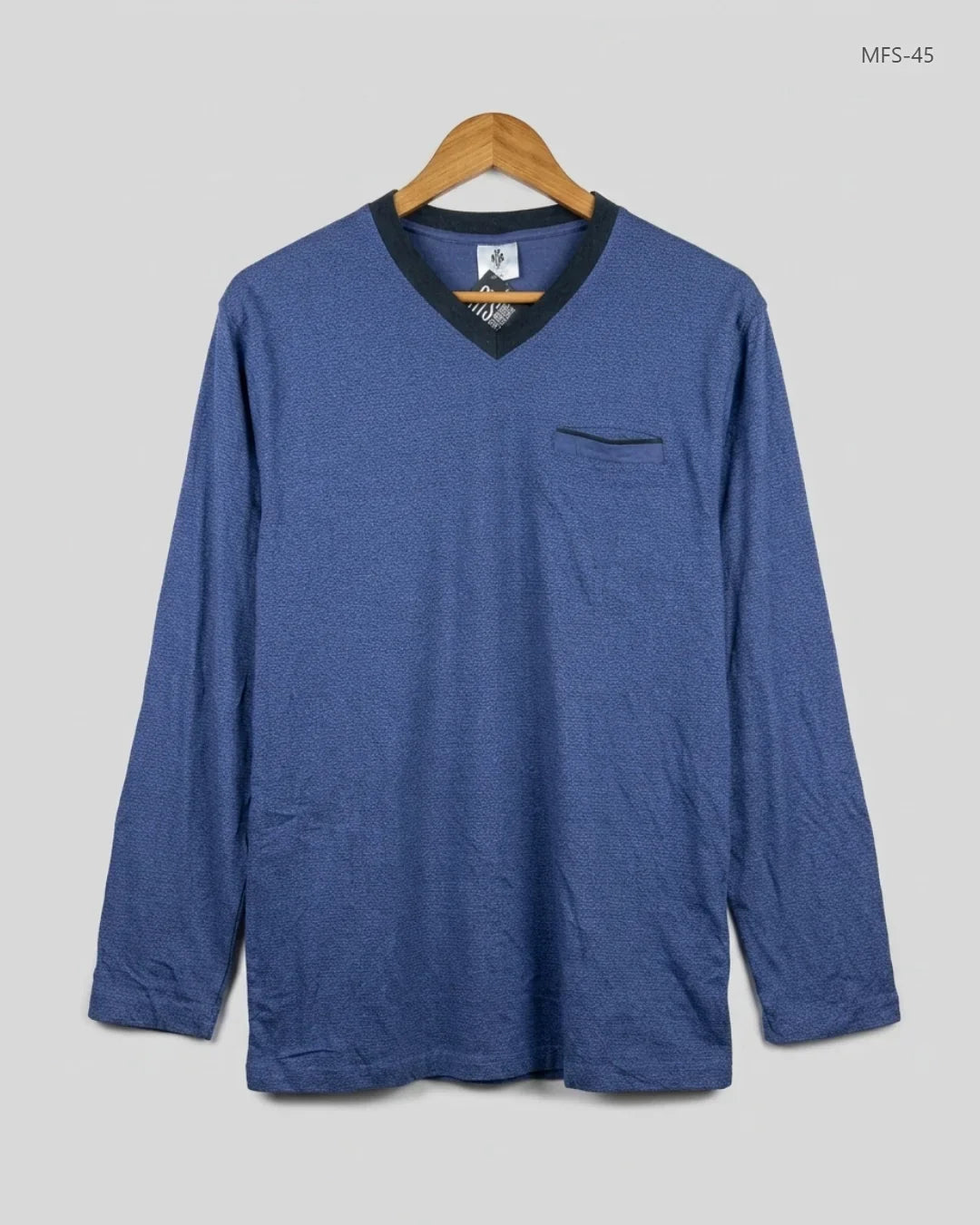 Men's Full Sleeves T-Shirt | HBI | Preloved Branded | Blue Cotton | Premium | OTS Thrift Store Karachi Pakistan
