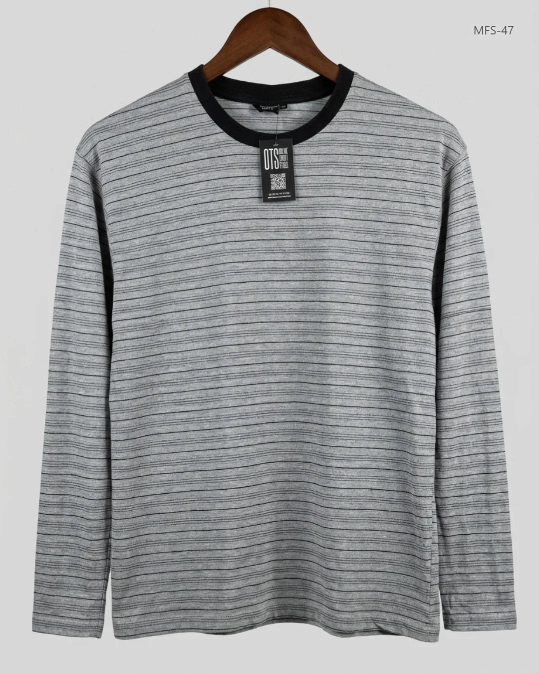Secondhand Branded Men's Full Sleeves T-Shirt by okay, Gray Cotton fabric, Premium condition, for Men - Online Thrift Shop Islamabad Pakistan