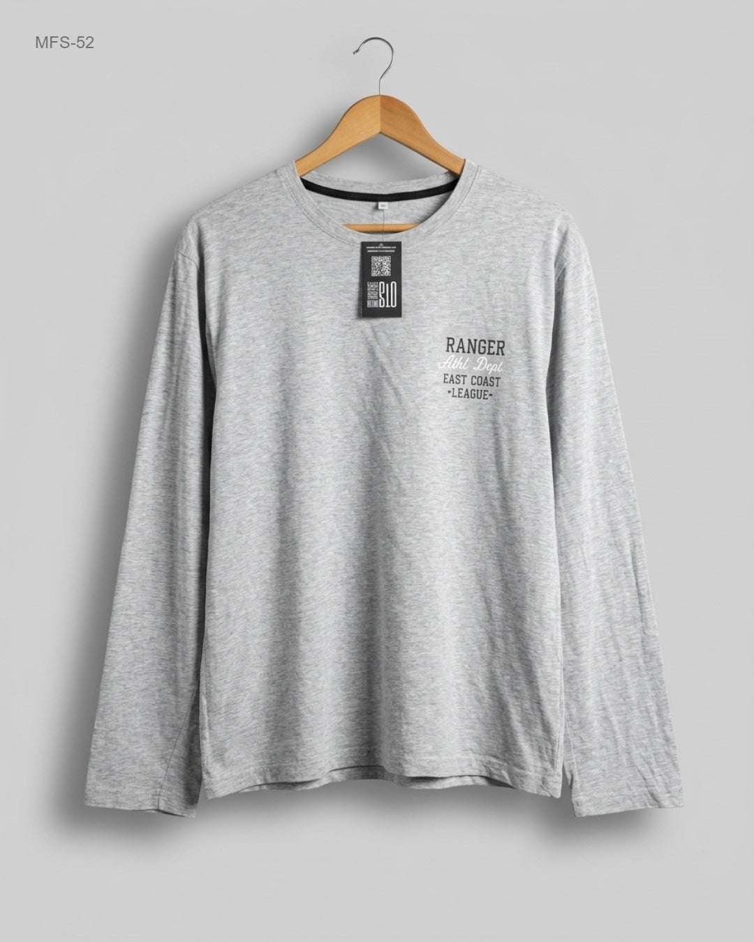 Men's Full Sleeves T-Shirt | CUT LABEL | Preloved Branded | Gray Cotton | Premium | OTS Thrift Store Peshawar Pakistan