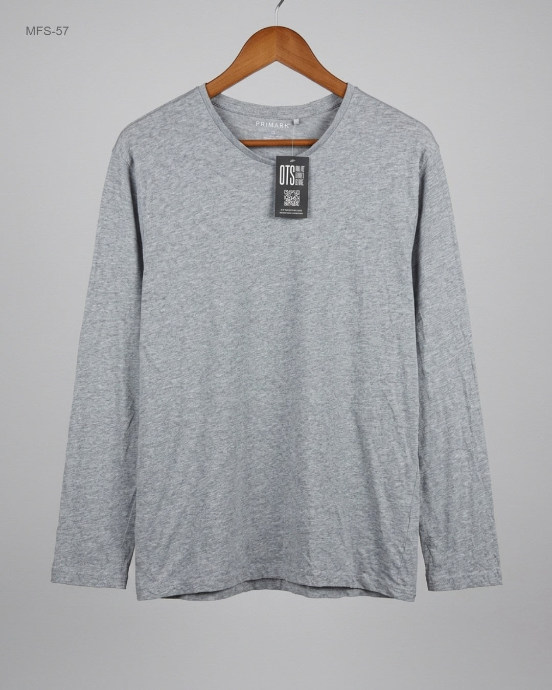 Preloved Premium Men's Full Sleeves T-Shirt by Primark, Grey Cotton for Men - OTS Thrift Shop Islamabad Pakistan