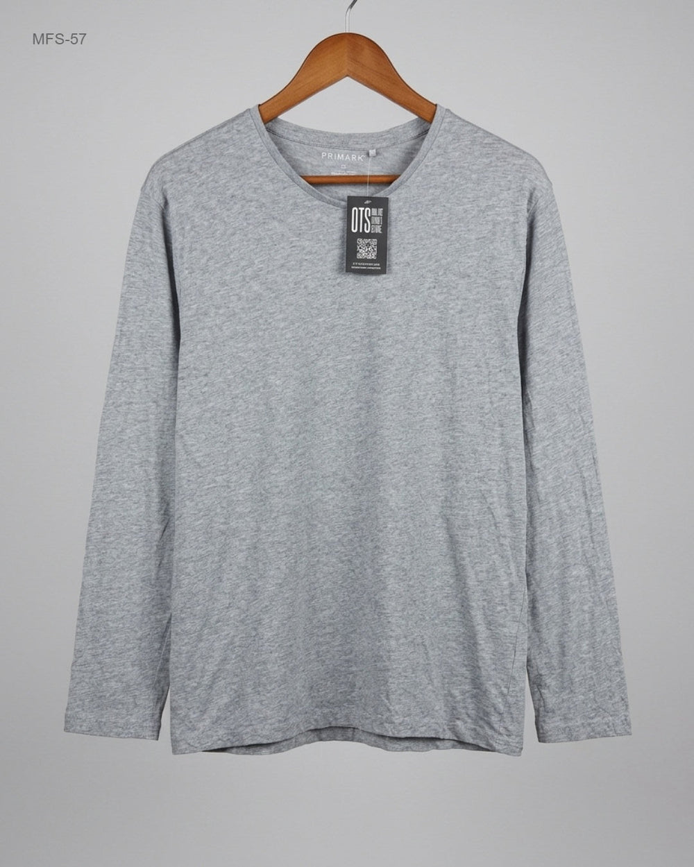 Preloved Premium Men's Full Sleeves T-Shirt by Primark, Grey Cotton for Men - OTS Thrift Shop Islamabad Pakistan