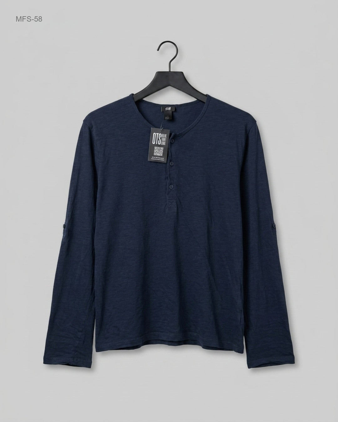 Shop Excellent Men's Full Sleeves T-Shirt by H&M | Preloved Branded Clothes | Blue Cotton | Men | OTS Thrift Store Islamabad Pakistan